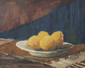 24. petre bedivan ( 1928 - 1982 ) - natura statica cu fructe - ulei pe carton - 35 x 44 - 900 euro