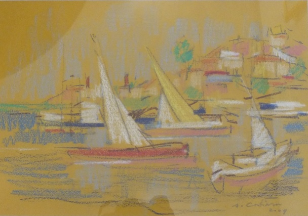 31. augustin costinescu - marina - creioane colorate pe hartie - 35 x 50 - 150 euro