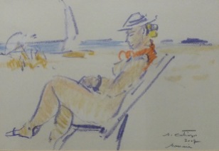 33. augustin costinescu - plaja - creioane colorate pe hartie - 33 x 48 - 150 euro